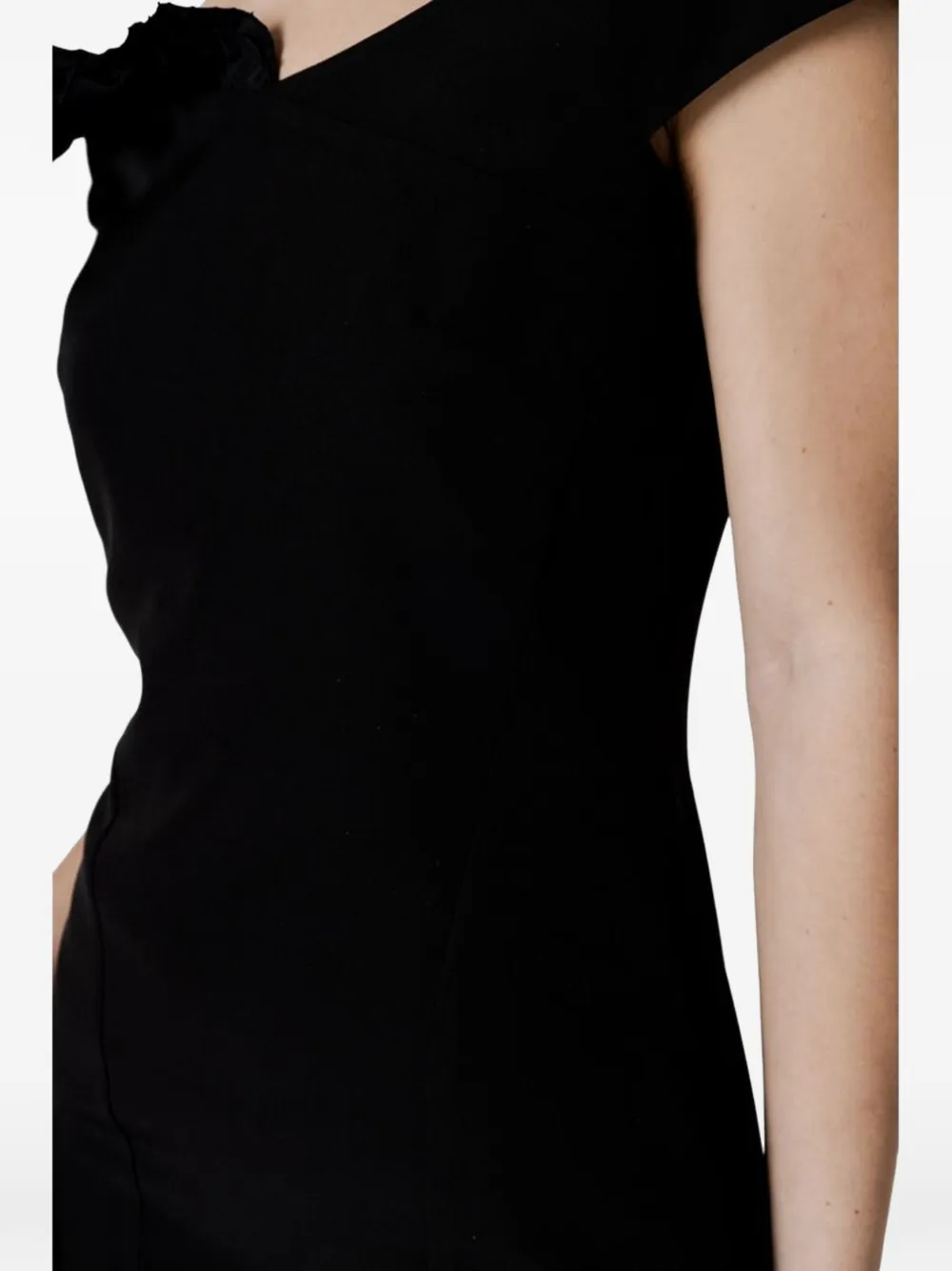Sandro Ferrone Ruffle-detail Off-the-shoulder Dress In Black