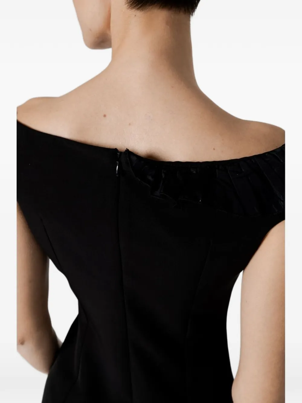 Sandro Ferrone Ruffle-detail Off-the-shoulder Dress In Black