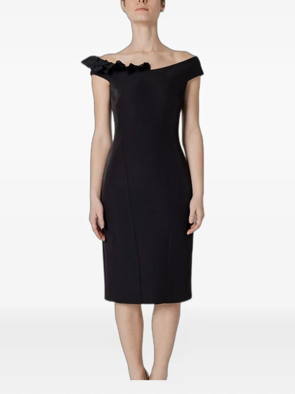 Sandro Ferrone ruffle-detail off-the-shoulder dress - Schwarz