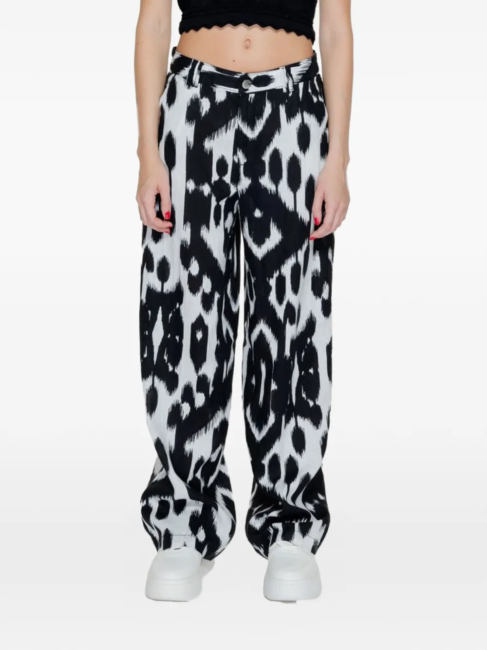 Street One ikat-print wide-leg trousers - Bianco