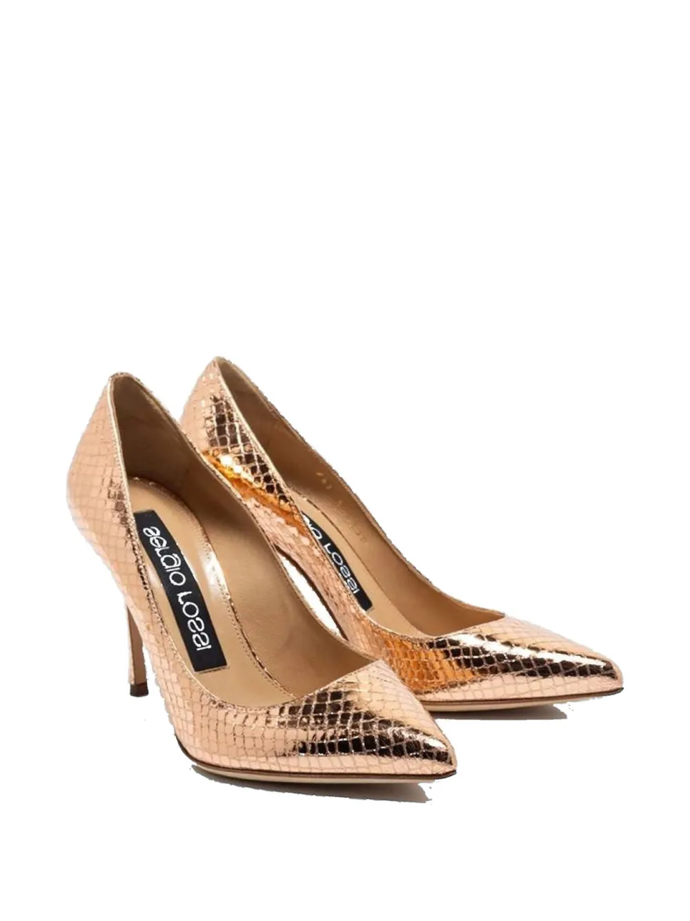 Sergio Rossi snakeskin-effect metallic-finish pumps Goud
