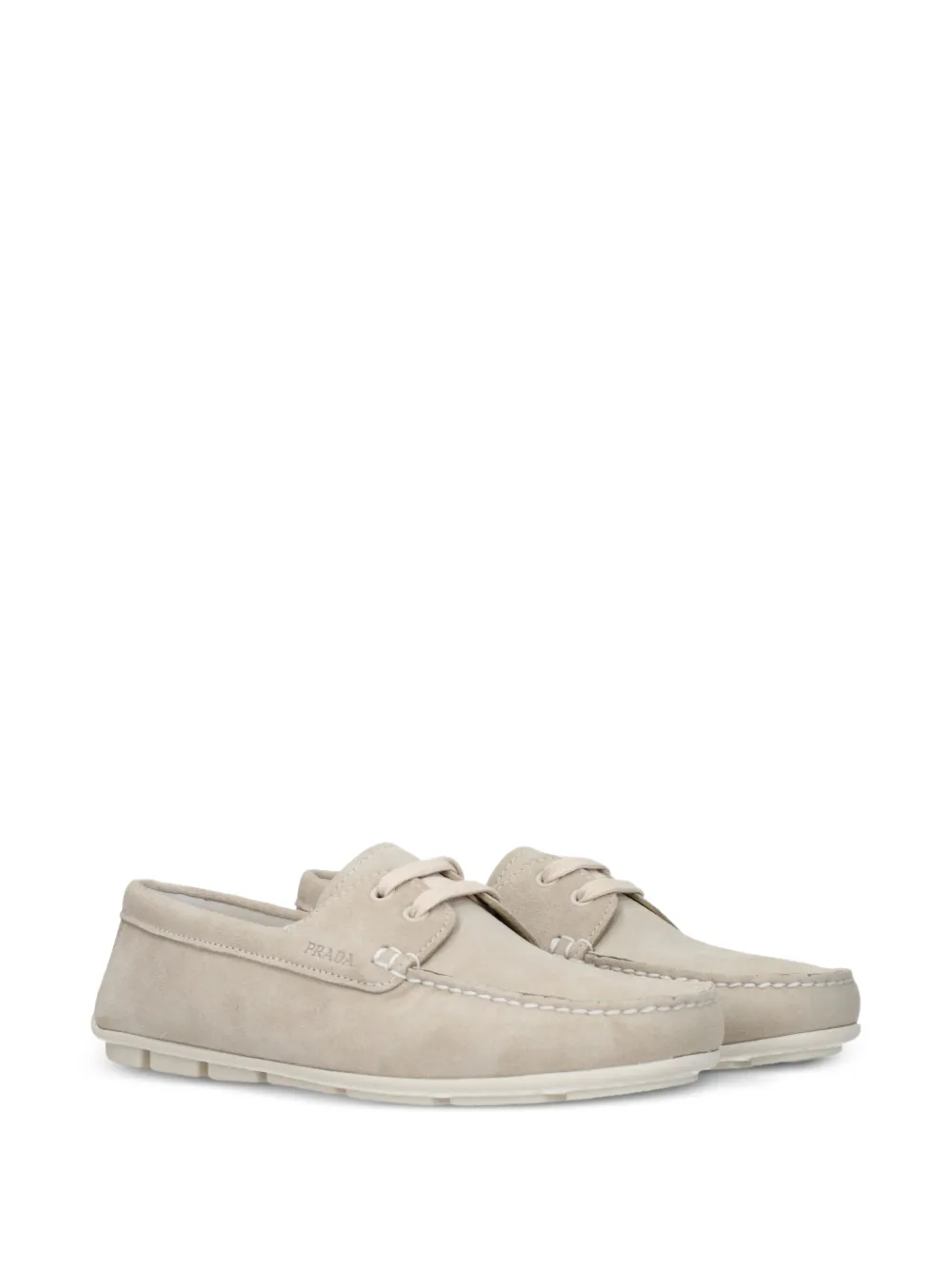 Prada lace-up suede loafers Beige