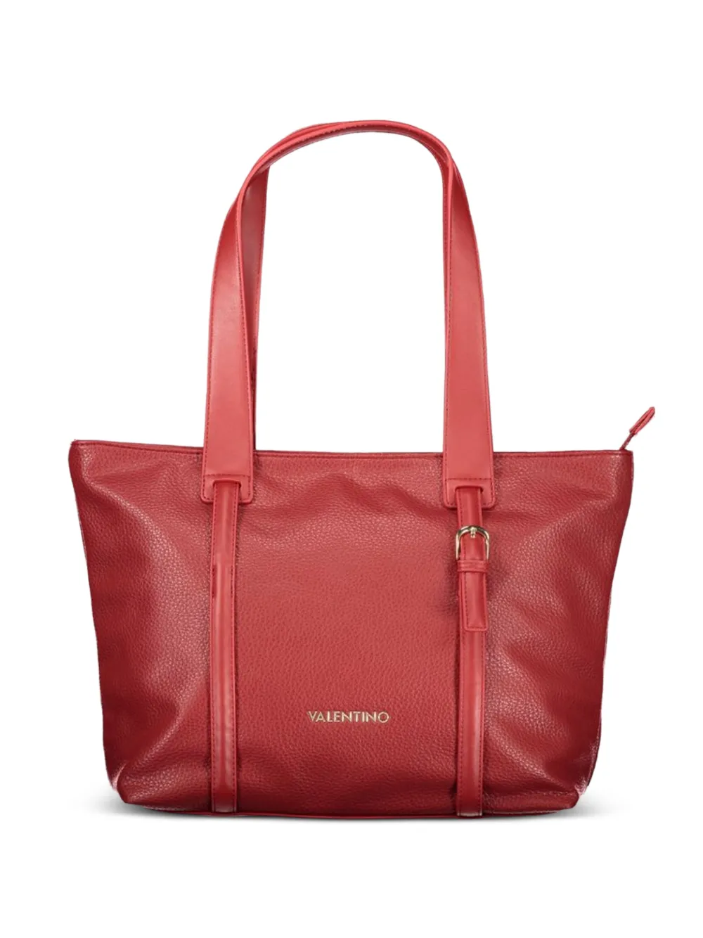 MARIO VALENTINO pebbled-texture logo-lettering tote bag - Rosso