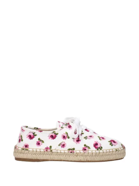 Prada floral-print lace-up espadrilles