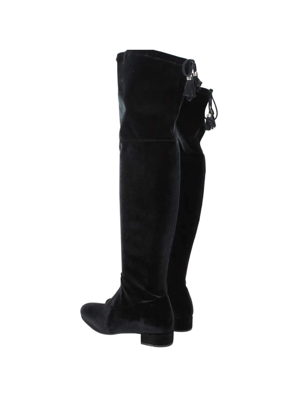 Prada velvet over-the-knee boots Zwart