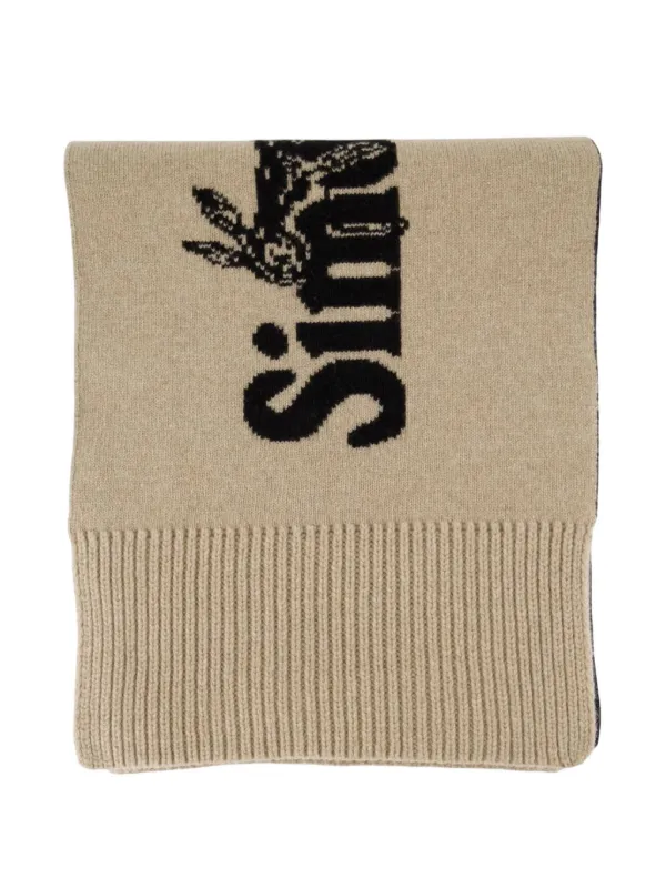 Simone Rocha Beaded Logo-intarsia Scarf in Neutrals