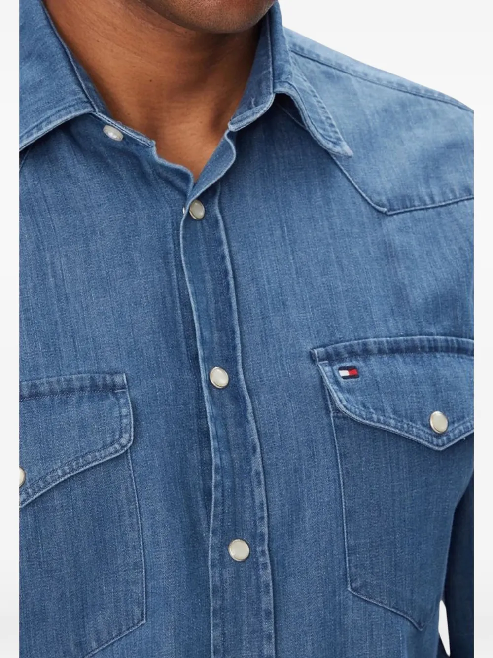 Tommy Hilfiger Denim overhemd met Western-yoke Blauw