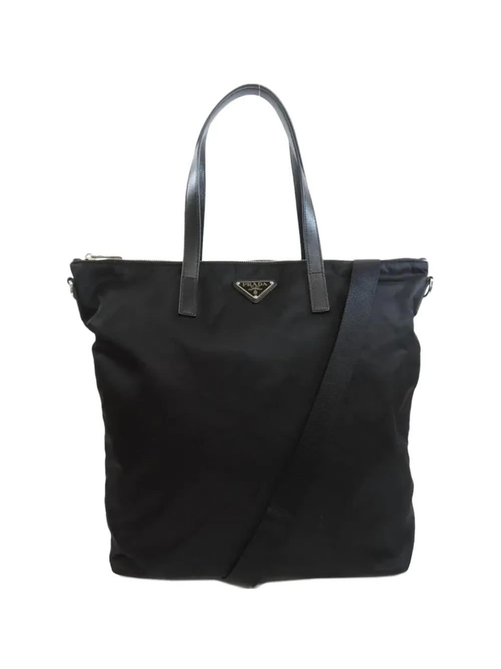Prada logo-triangle tote bag - Nero