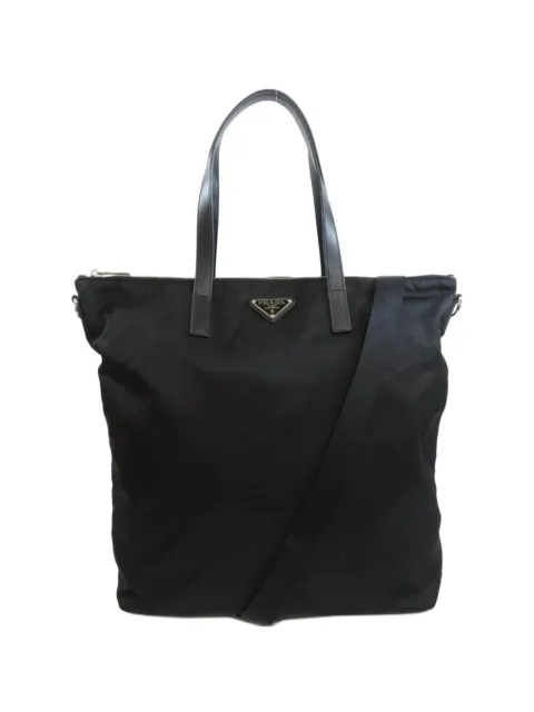 Prada logo-triangle tote bag