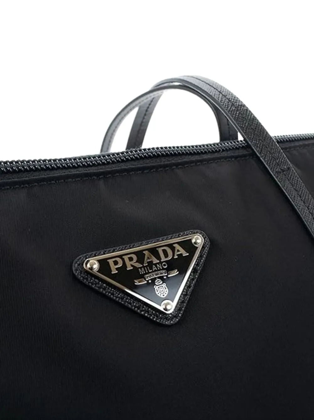 Prada Triangel shopper met logo Zwart