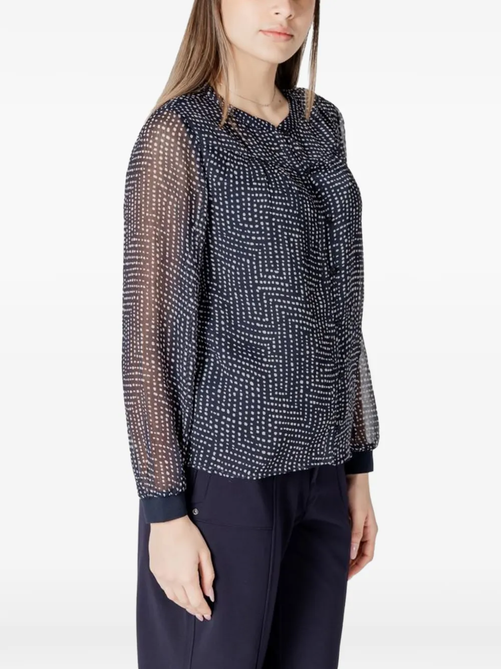 Street One Blouse met geometrische print en lange mouwen Blauw