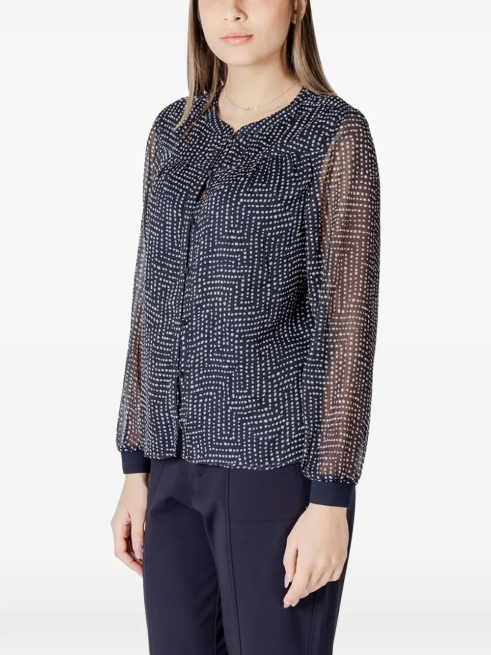 Street One Blouse met geometrische print en lange mouwen Blauw