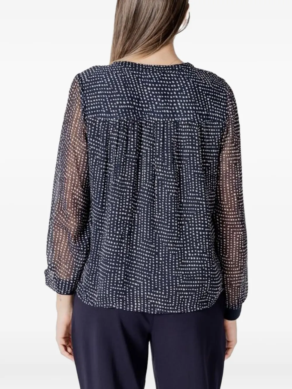 Street One Blouse met geometrische print en lange mouwen Blauw