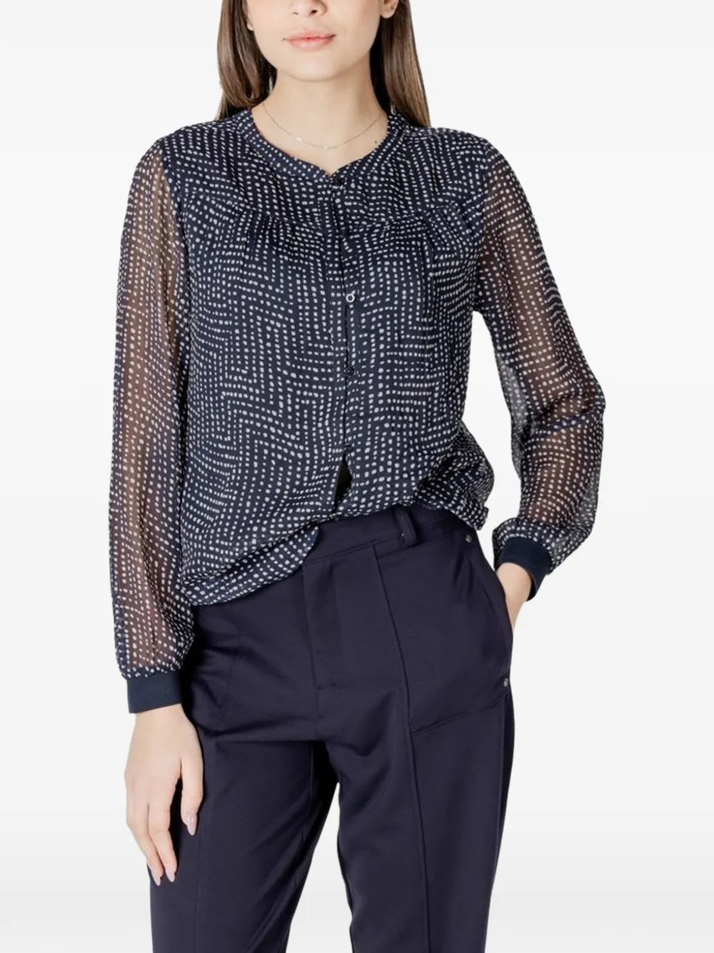 Street One geometric-print long-sleeve blouse