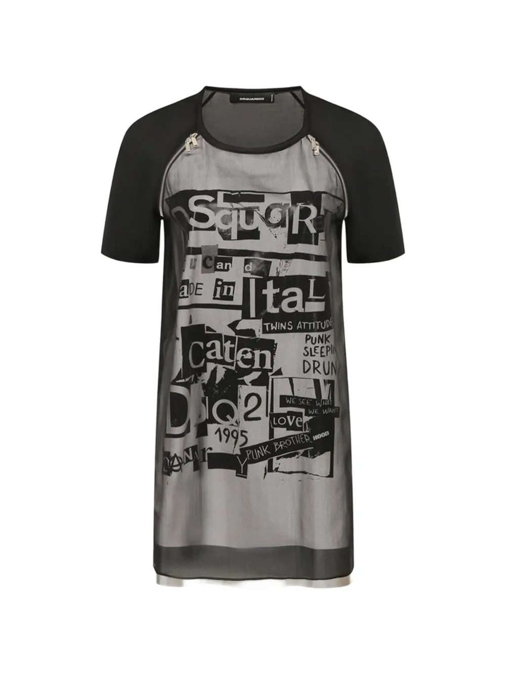 DSQUARED2 graphic-print zip-detail mini dress - Nero