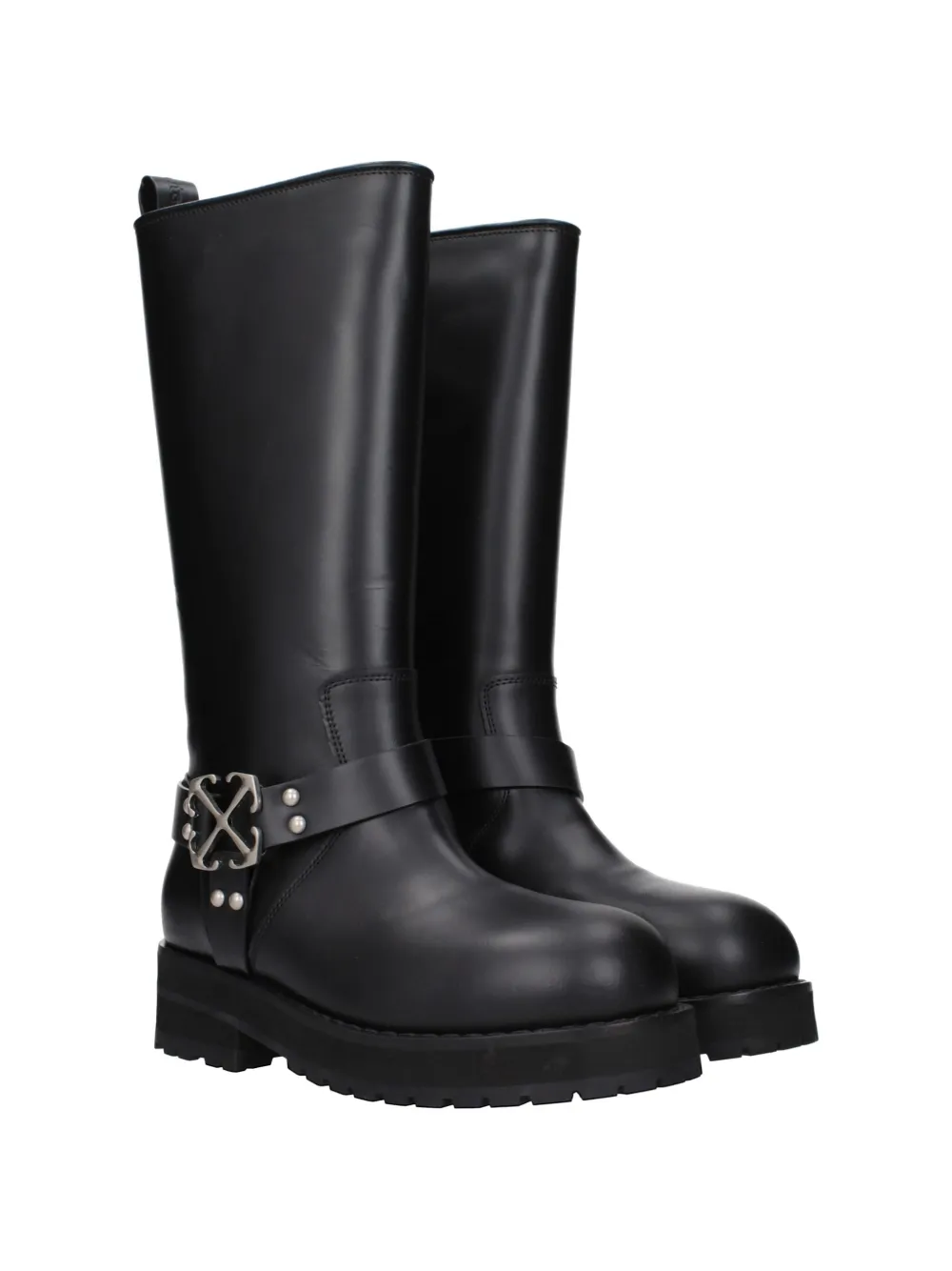 Off-White Off Track buckle-detail leather high boots Zwart