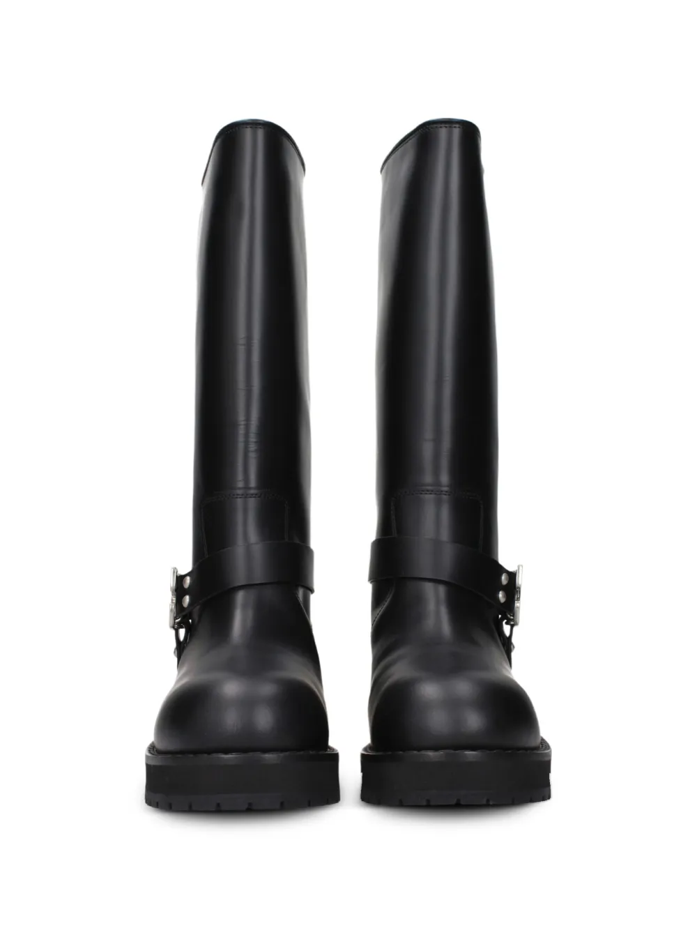 Off-White Off Track Buckle-detail Leather High Boots in Black, view 4