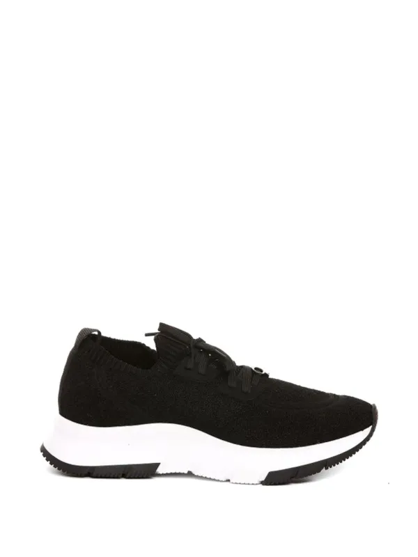 Gianvito Rossi Knit Lace-up Sneakers in Black