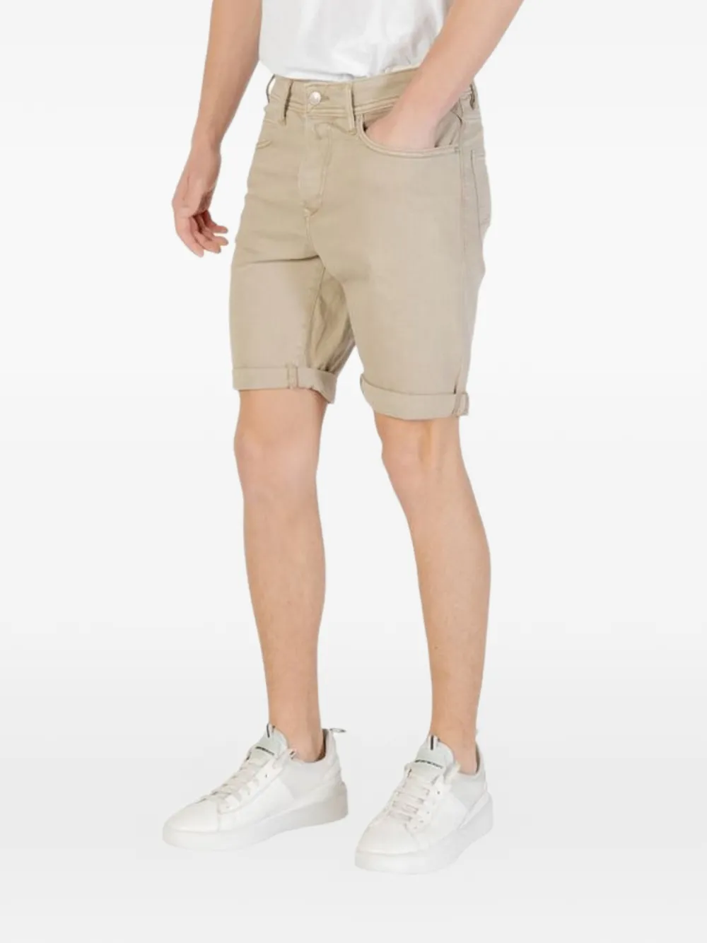 Replay Shorts van katoenen twill Beige