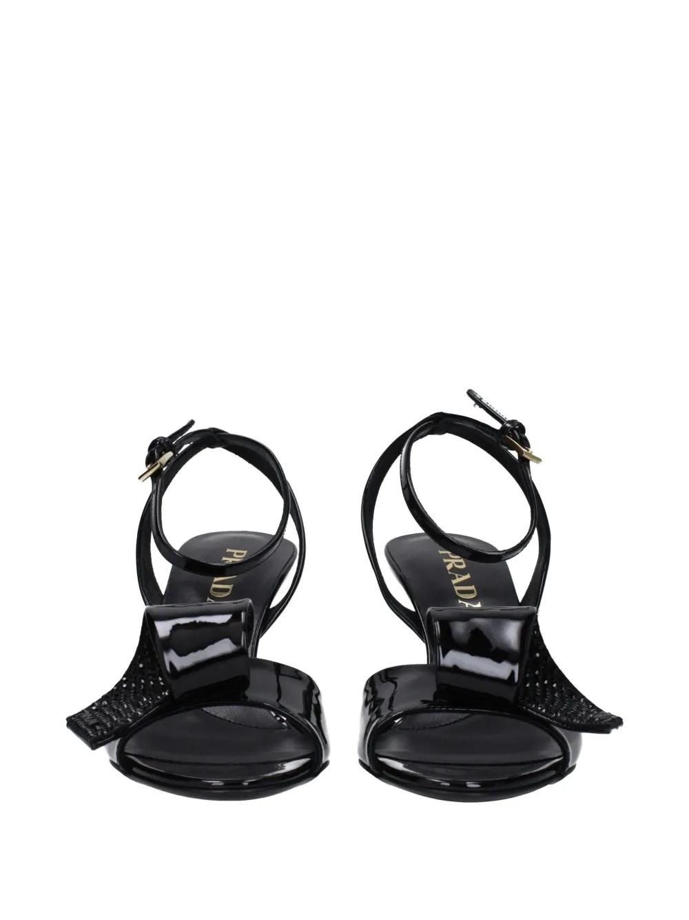 Prada crystal-embellished bow sandals Zwart