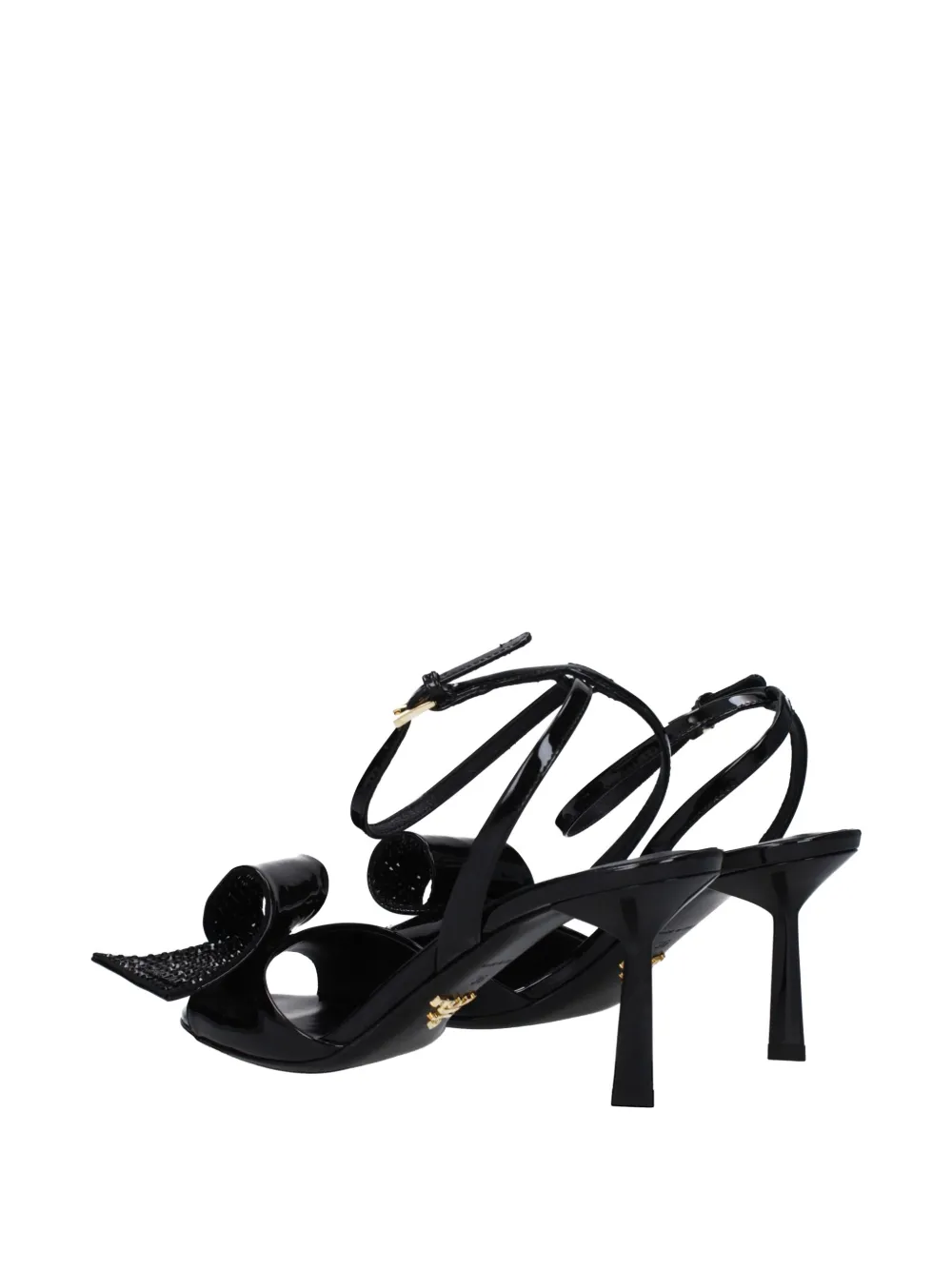 Prada crystal-embellished bow sandals Zwart
