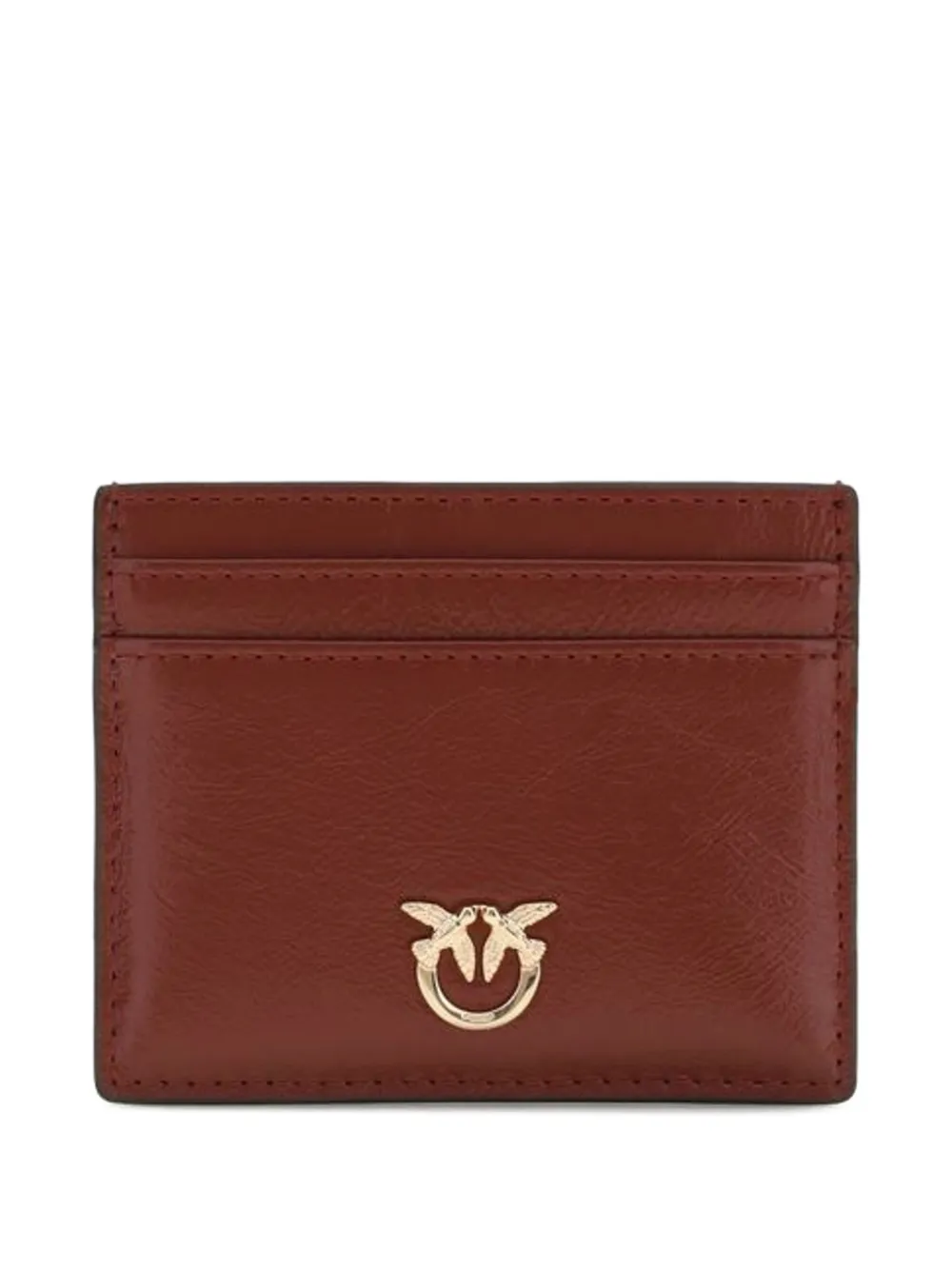 PINKO Love Birds leather card holder - Marrone
