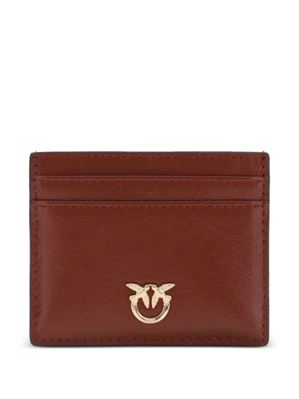 PINKO Love Birds leather card holder - Marrone
