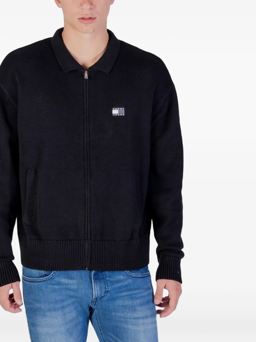 Tommy Jeans zip-up logo-patch sweater - Nero