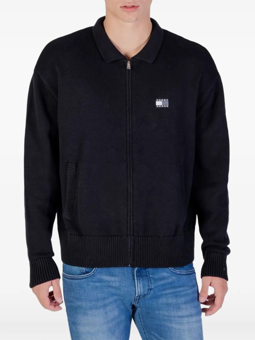 Tommy Jeans zip-up logo-patch sweater - Nero
