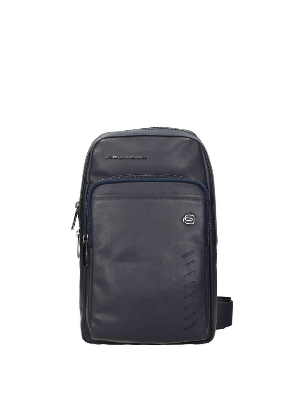 PIQUADRO logo-plaque leather messenger bag - Blu