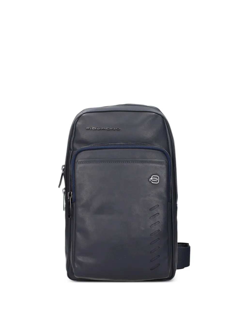 PIQUADRO logo-plaque leather messenger bag - Blu
