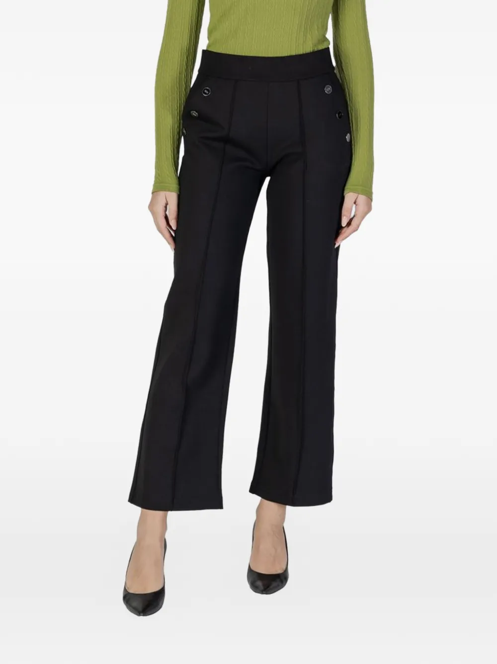 Street One button-detail wide-leg trousers - Nero