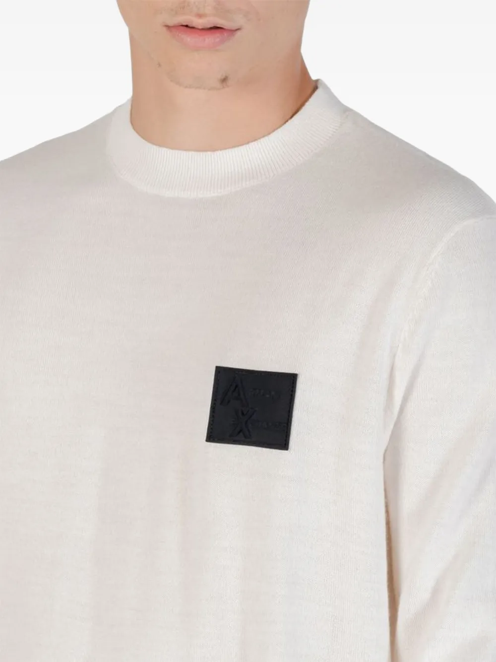 Armani Exchange Trui met logopatch Beige