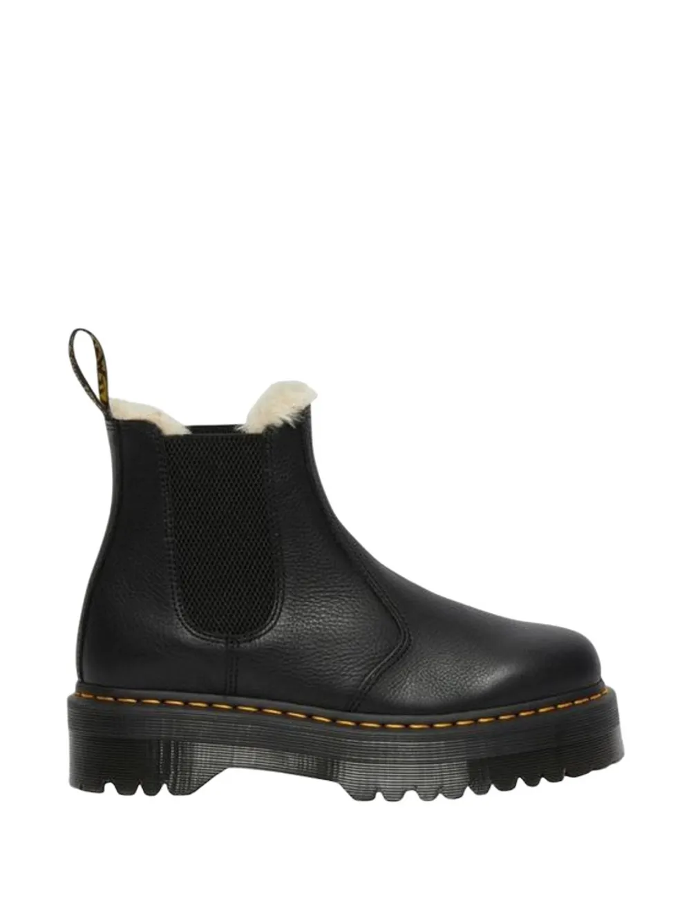 Dr. Martens Fur Lined Platform Chelsea Boots In Black