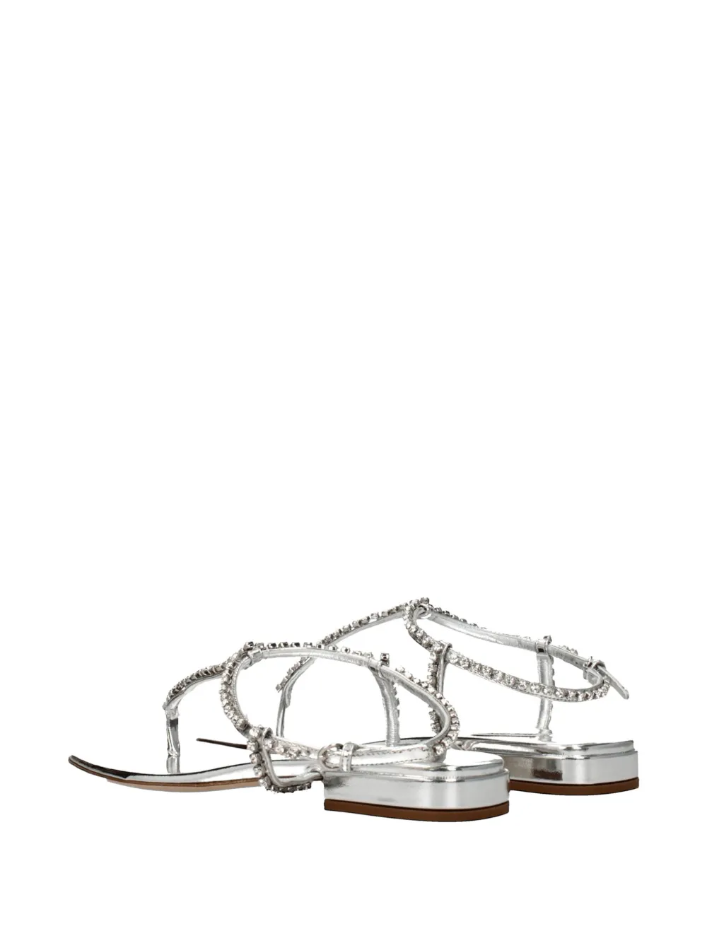 Miu crystal-embellished leather sandals Zilver