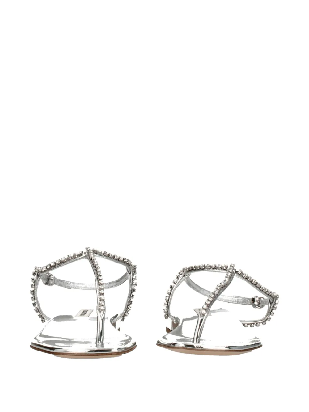 Miu crystal-embellished leather sandals Zilver