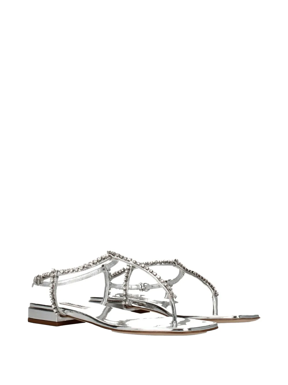 Miu crystal-embellished leather sandals Zilver