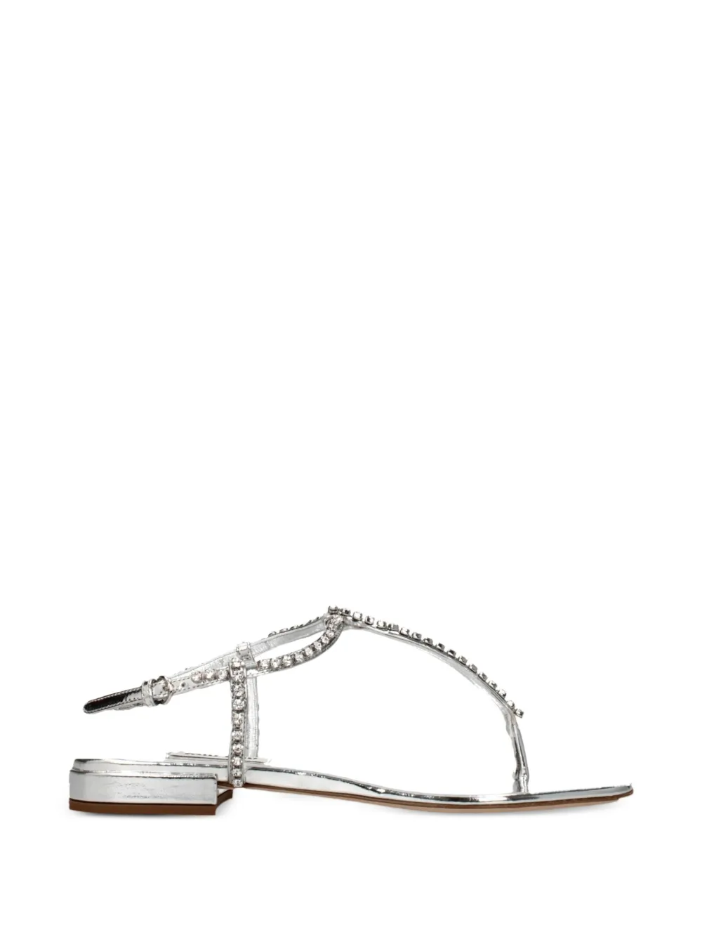 Miu Miu crystal-embellished leather sandals - Silver