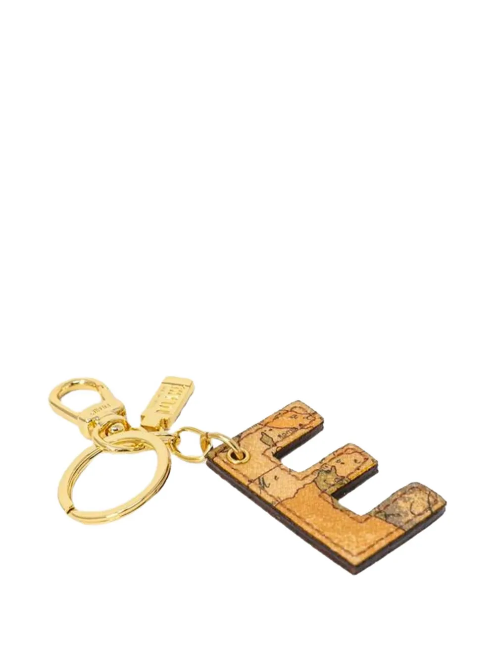 ALVIERO MARTINI 1° CLASSE map-print leather keychain - Marrone