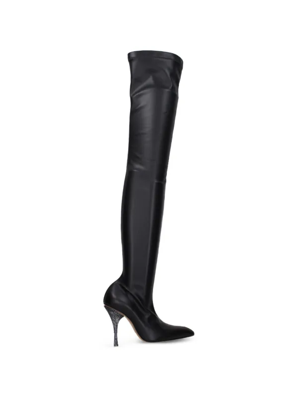 Off-White Embellished-heel Over-the-knee Boots in Black