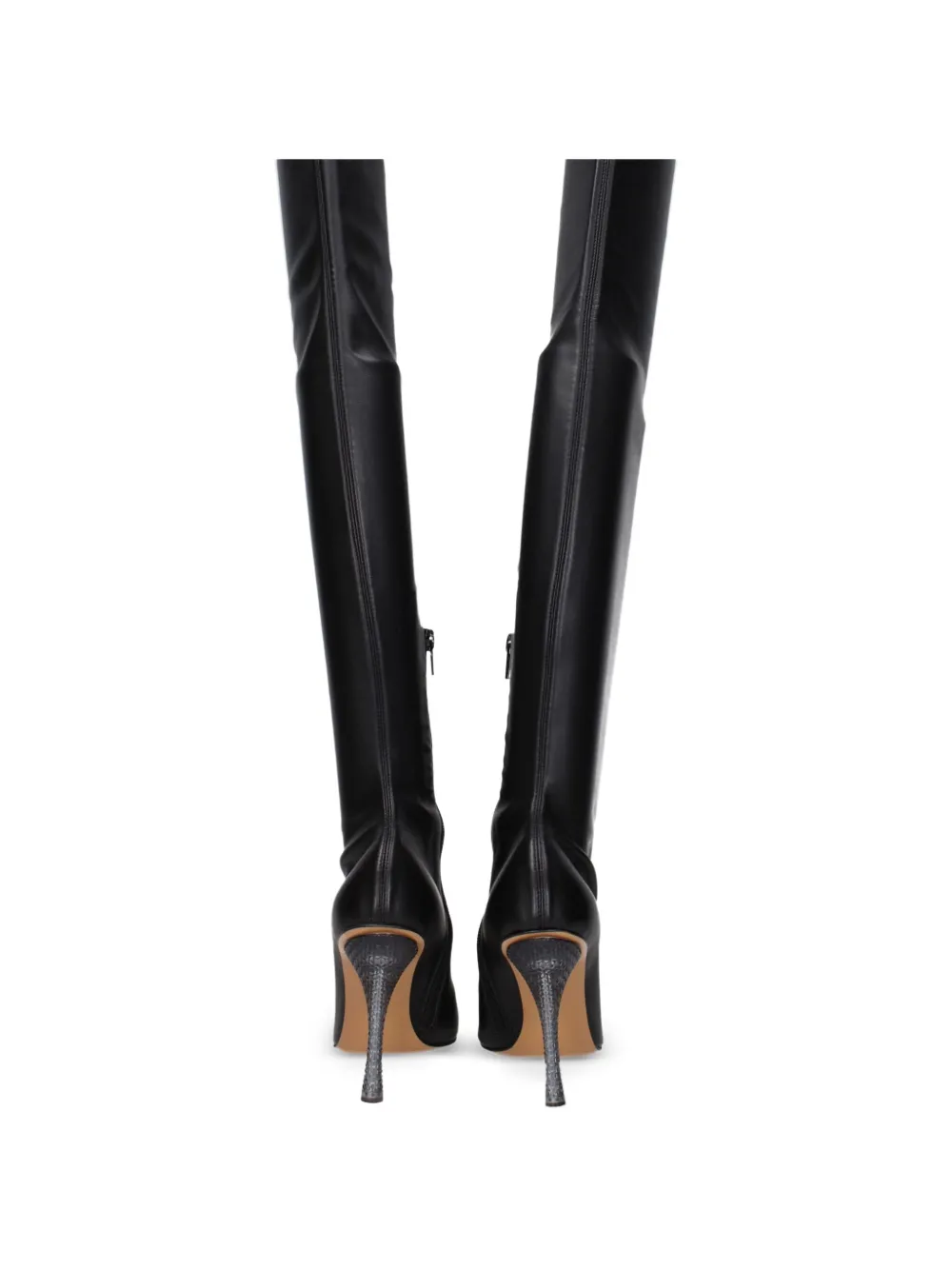 Off-White embellished-heel over-the-knee boots Zwart