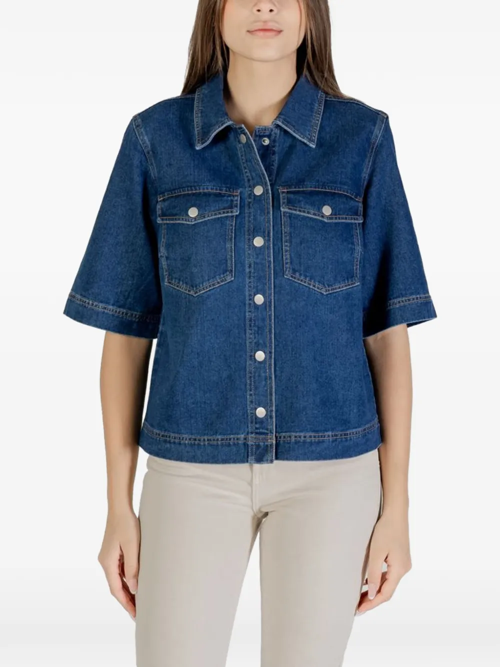 ONLY short-sleeve denim shirt