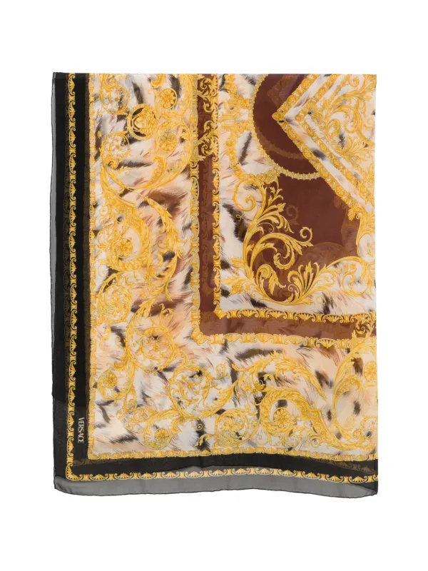 Versace Pre-owned 1990s Barocco Animal-print Scarf in Neutrals
