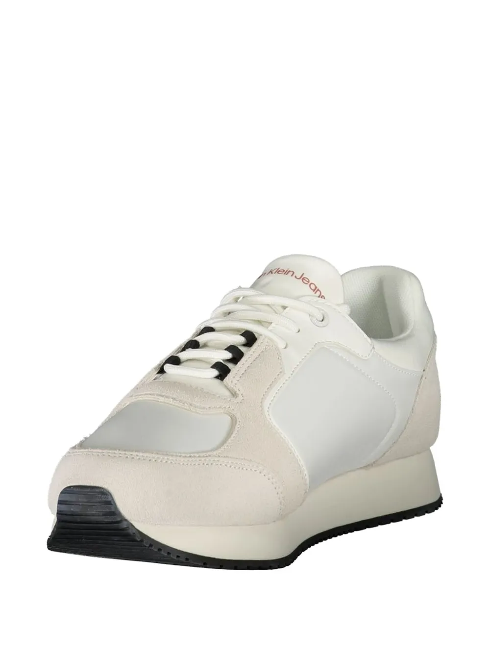 Calvin Klein suede-panelled logo-print sneakers Wit