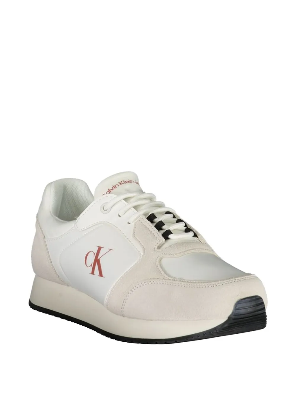 Calvin Klein suede-panelled logo-print sneakers Wit