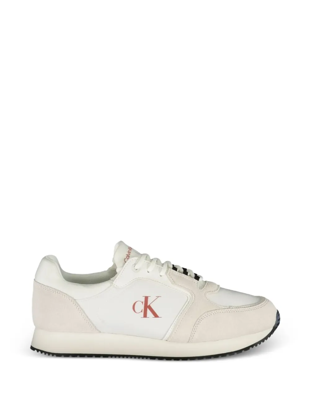 Calvin Klein suede-panelled logo-print sneakers - Bianco