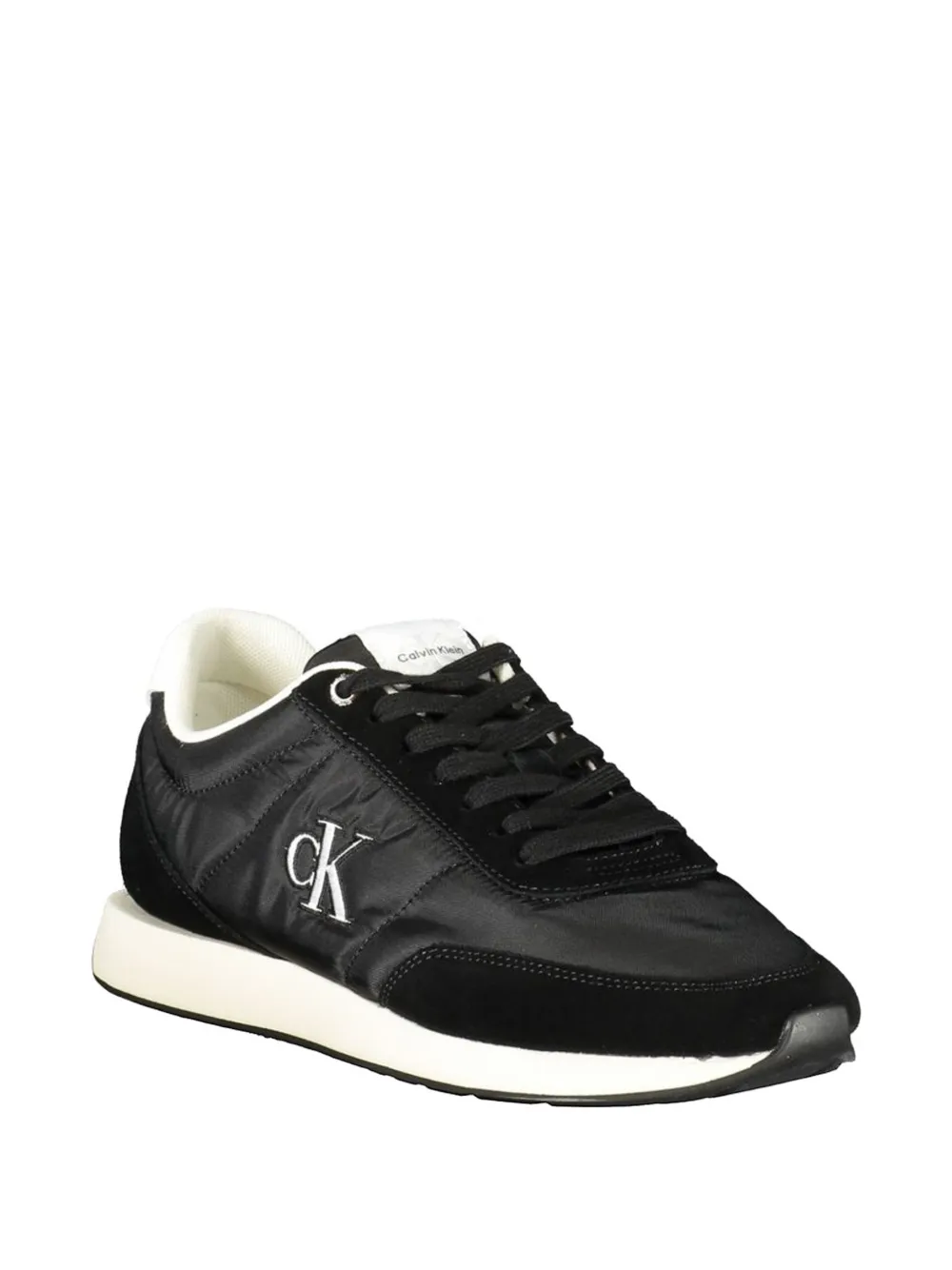 Calvin Klein logo-patch lace-up sneakers Zwart
