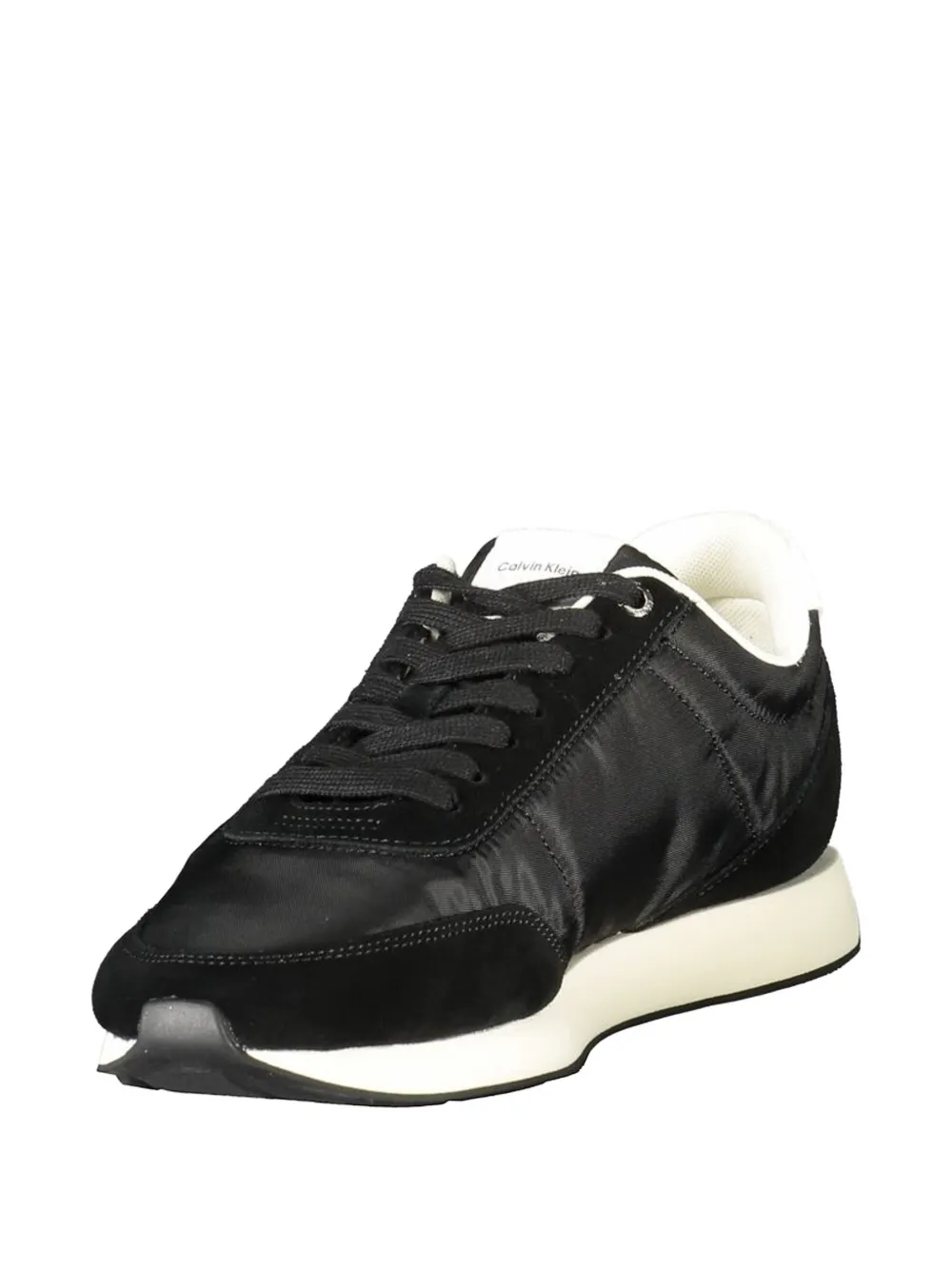 Calvin Klein logo-patch lace-up sneakers Zwart