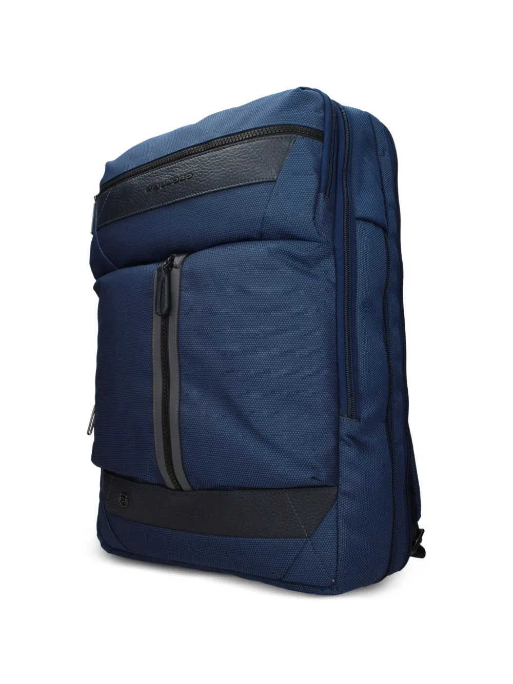 PIQUADRO Rugzak met leren vlakken en textuur Blauw