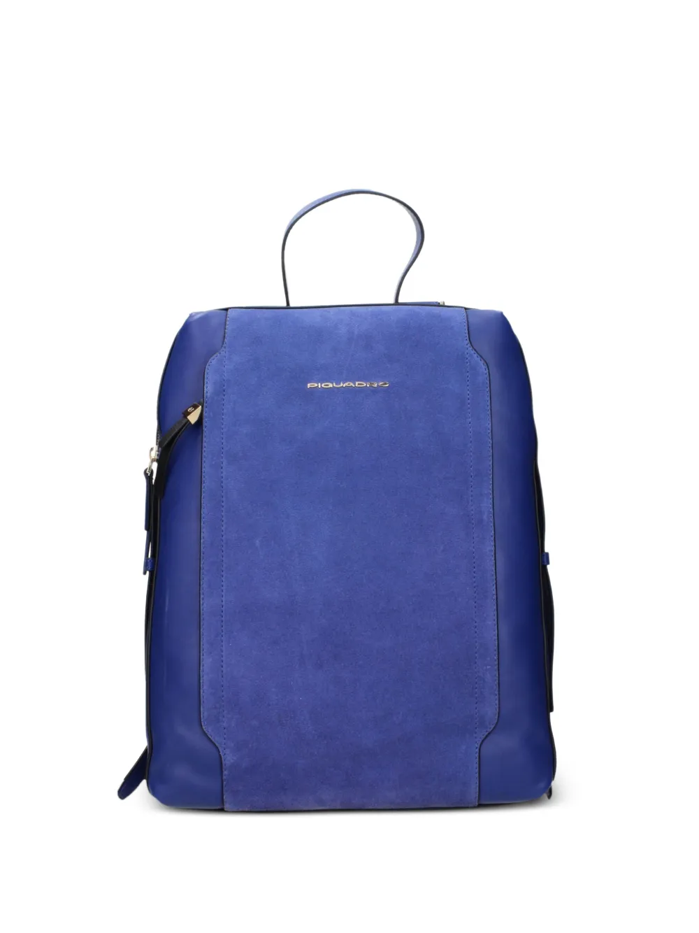 PIQUADRO leather suede-panelled backpack - Blu